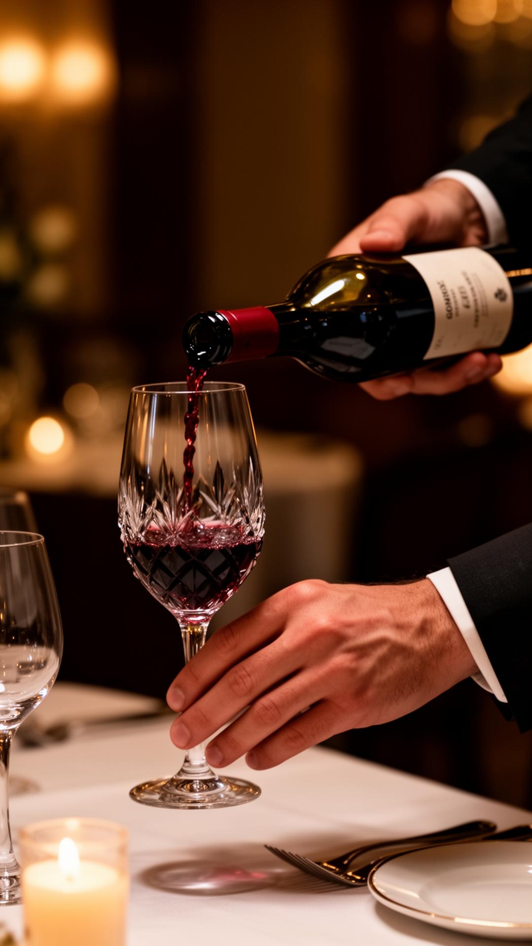 Sommelier pouring wine at Cubo